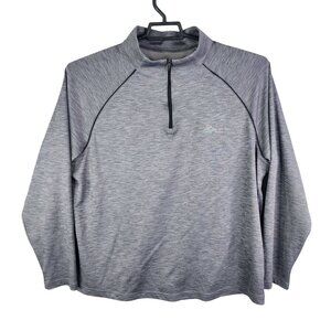 Mens Heather Gray Greg Norman Pullover Shirt 1/4 Zip Long Sleeve Mock Neck L